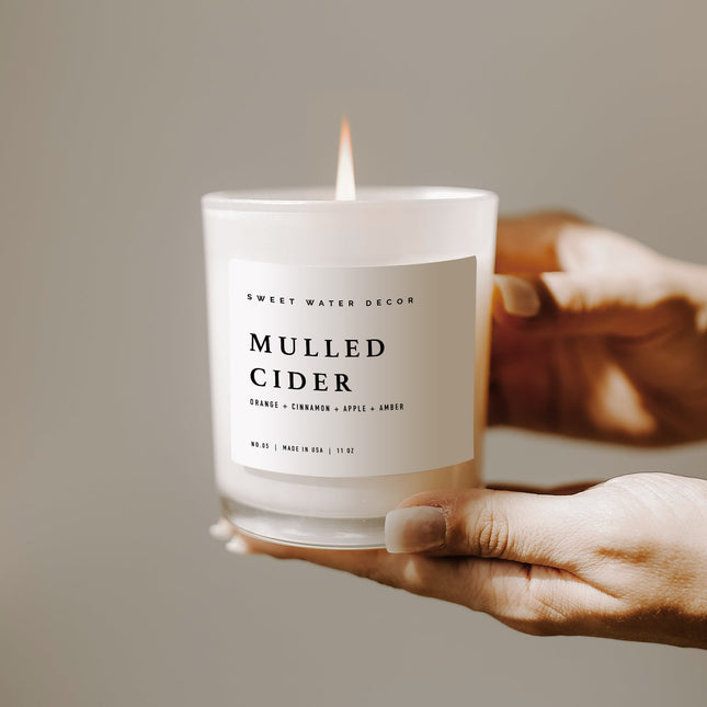 Mulled Cider Soy Candle - White Jar - 11 oz - Tony's Home Furnishings