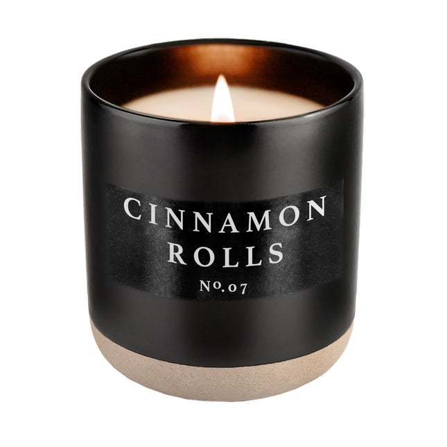 Cinnamon Rolls Soy Candle - Black Stoneware Jar - 12 oz - Tony's Home Furnishings