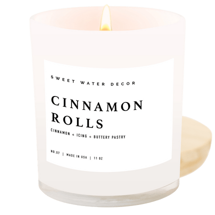 Cinnamon Rolls Soy Candle - White Jar - 11 oz Sweet Water Decor 