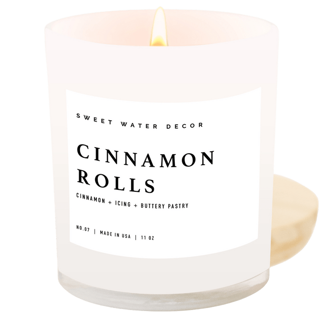 Cinnamon Rolls Soy Candle - White Jar - 11 oz Sweet Water Decor 