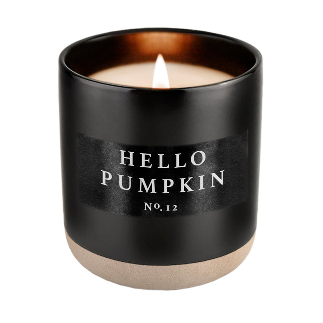 Hello Pumpkin Soy Candle - Black Stoneware Jar - 12 oz - Tony's Home Furnishings