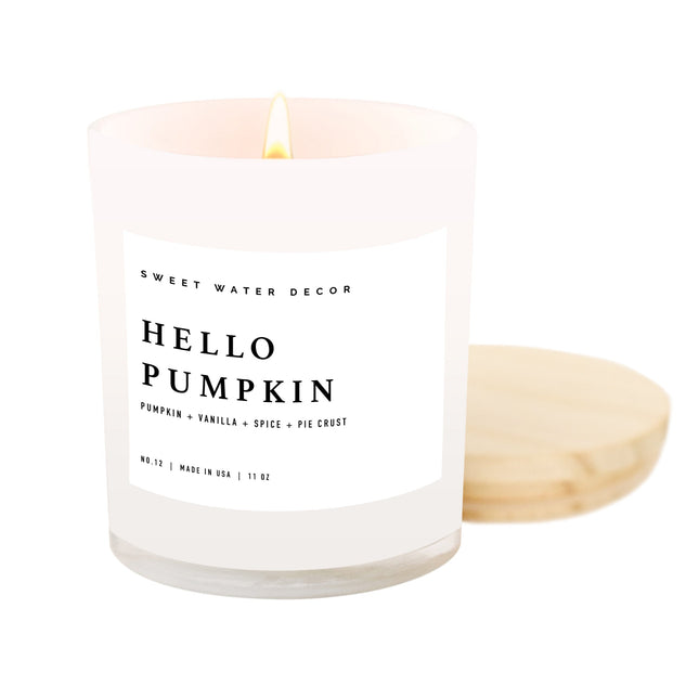 Hello Pumpkin Soy Candle - White Jar - 11 oz - Tony's Home Furnishings