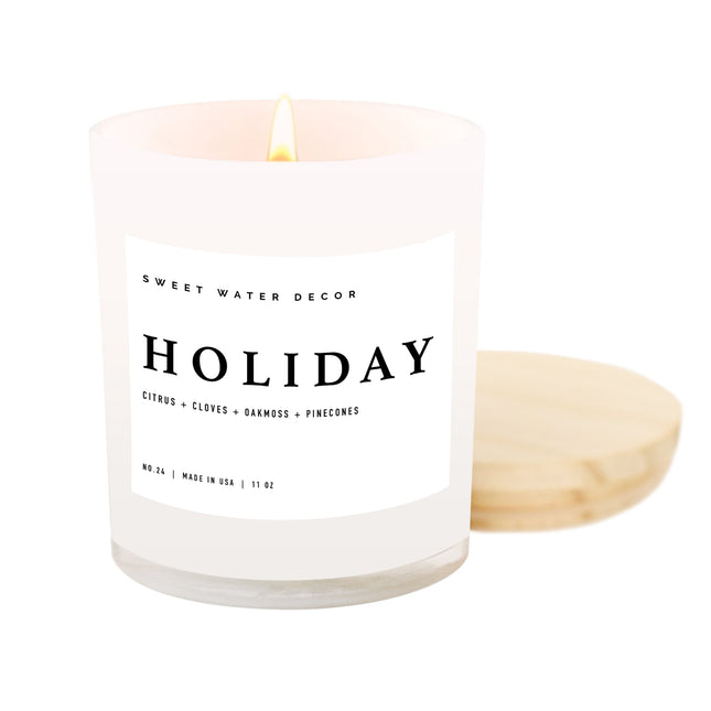 Holiday Soy Candle - White Jar - 11 oz - Tony's Home Furnishings