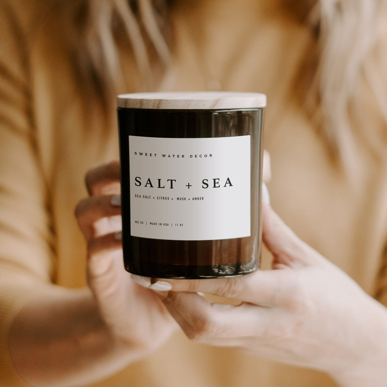 Salt and Sea Soy Candle - Amber Jar - 11 oz - Tony's Home Furnishings