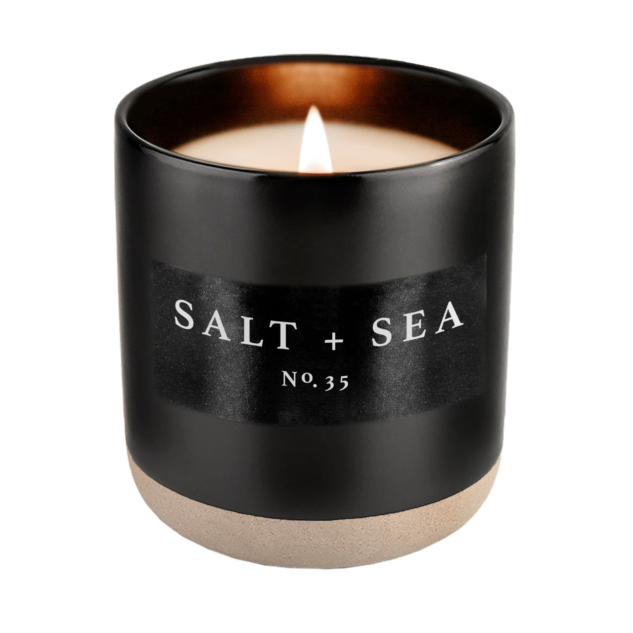Salt and Sea Soy Candle - Black Stoneware Jar - 12 oz - Tony's Home Furnishings