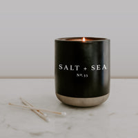 Thumbnail for Salt and Sea Soy Candle - Black Stoneware Jar - 12 oz - Tony's Home Furnishings