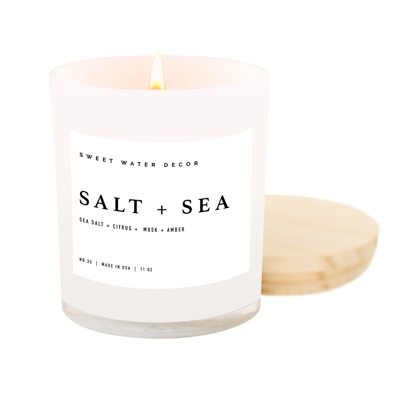 Salt and Sea Soy Candle - White Jar - 11 oz - Tony's Home Furnishings