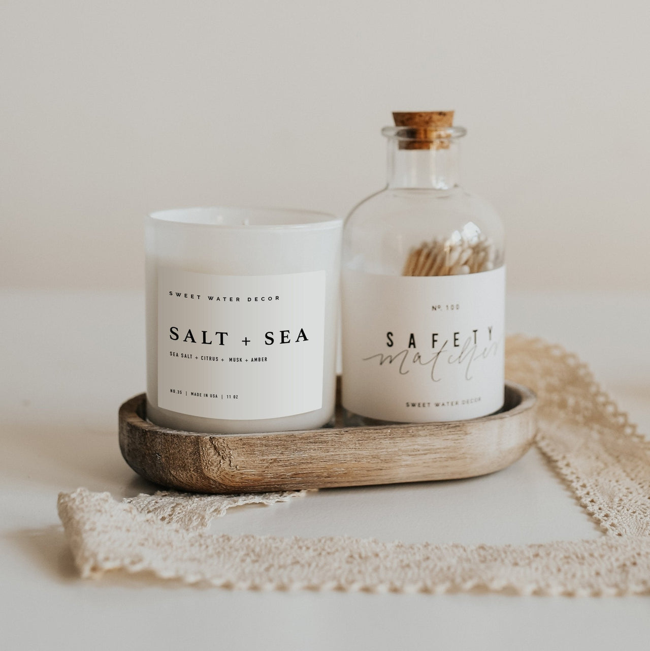 Salt and Sea Soy Candle - White Jar - 11 oz - Tony's Home Furnishings