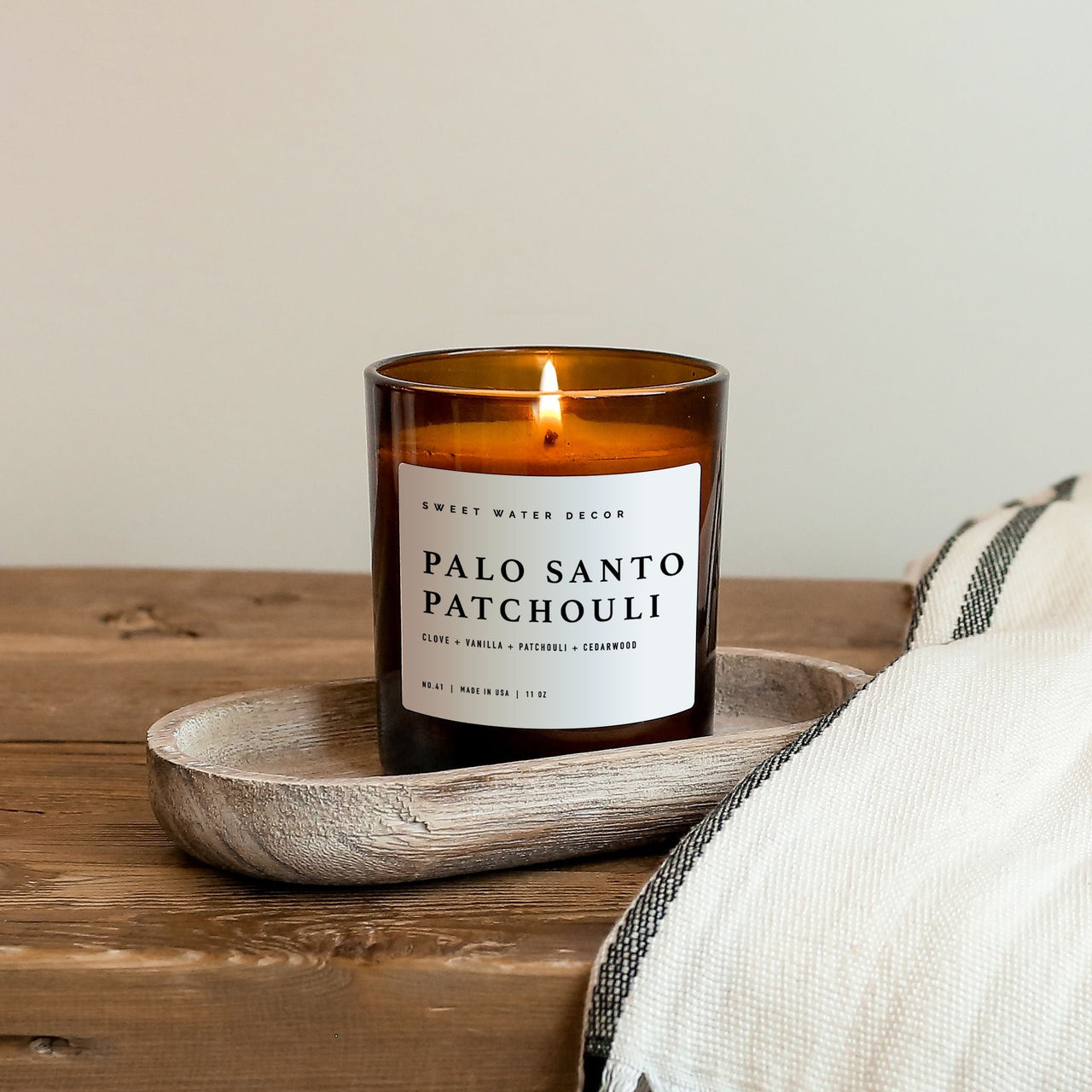 Palo Santo Patchouli Soy Candle - Amber Jar - 11 oz - Tony's Home Furnishings