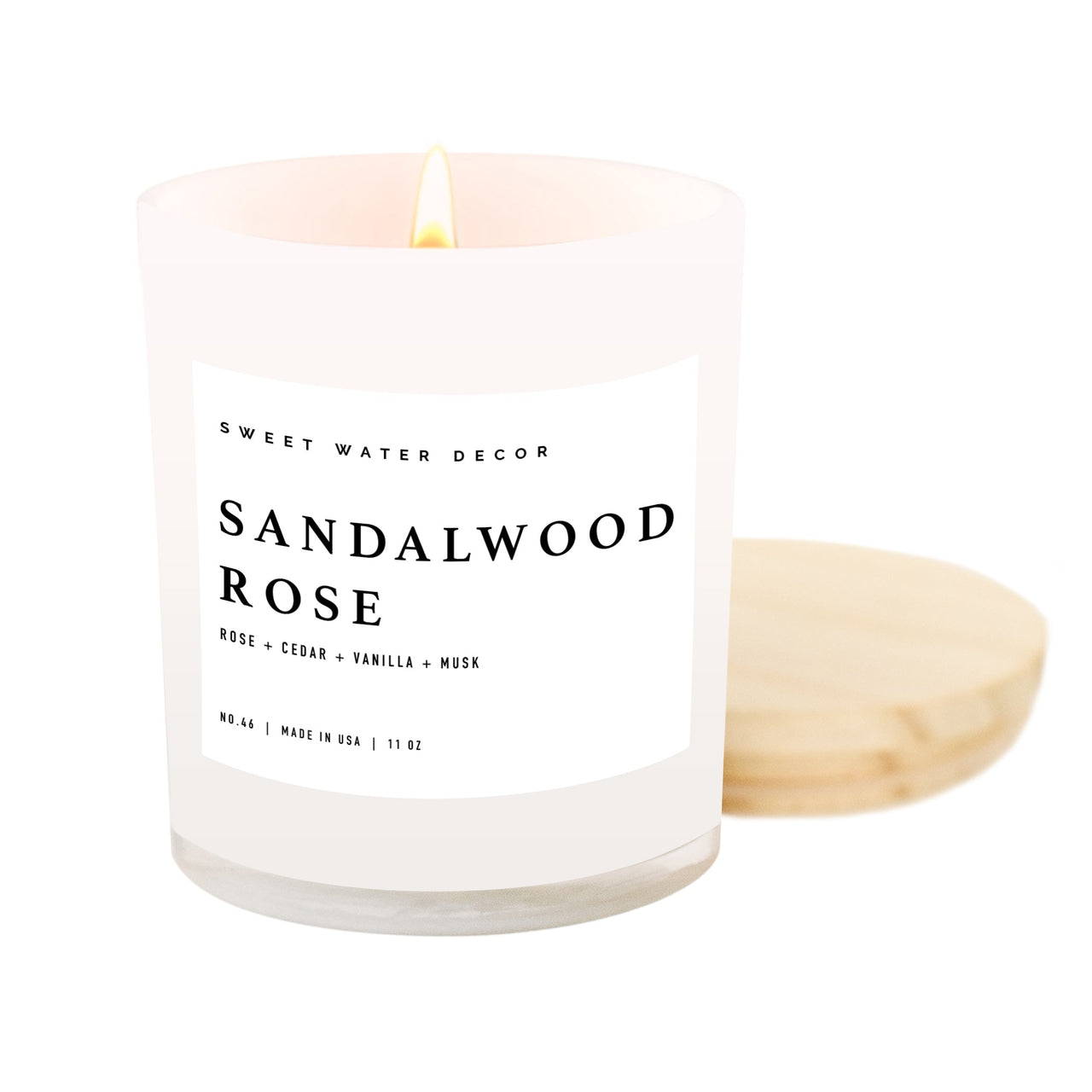 Sandalwood Rose Soy Candle - White Jar - 11 oz - Tony's Home Furnishings