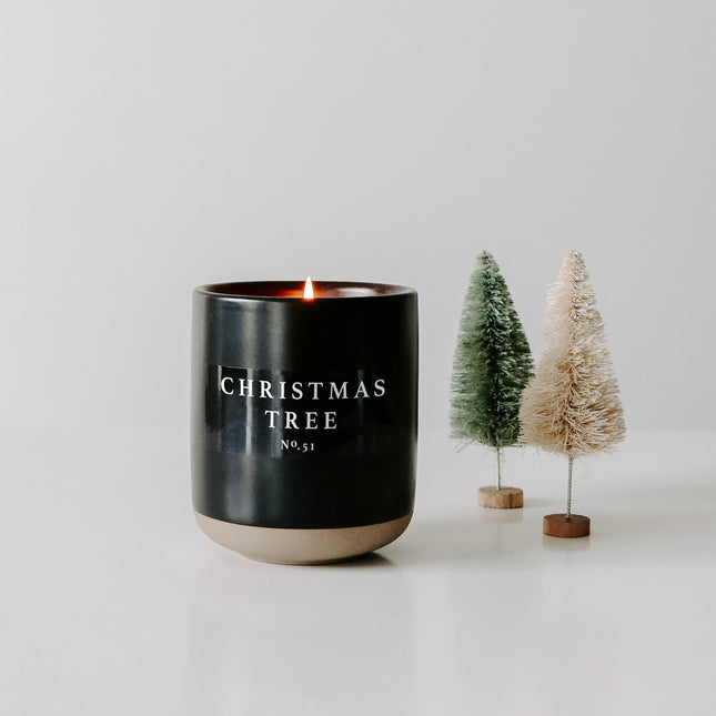 Christmas Tree Soy Candle - Black Stoneware Jar - 12 oz - Tony's Home Furnishings