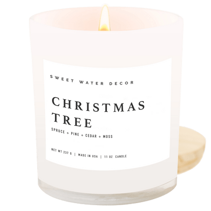 Christmas Tree Soy Candle - White Jar - 11 oz Sweet Water Decor 