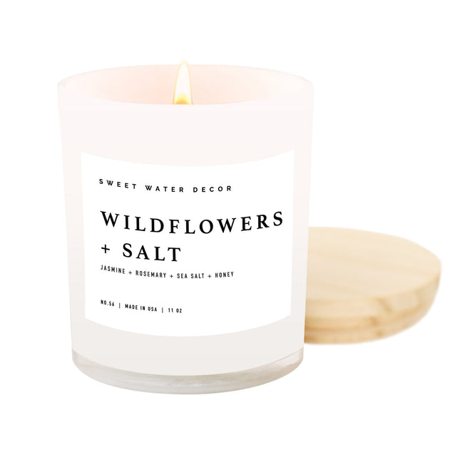 Wildflowers and Salt Soy Candle - White Jar - 11 oz - Tony's Home Furnishings