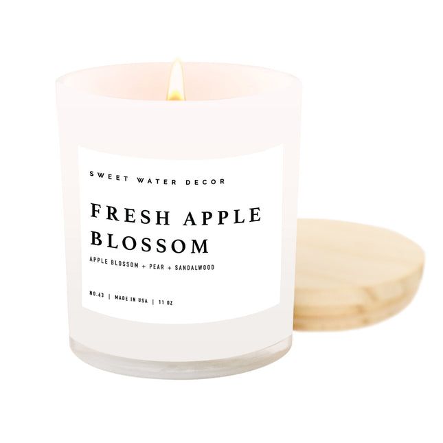 Fresh Apple Blossom Soy Candle - White Jar - 11 oz - Tony's Home Furnishings