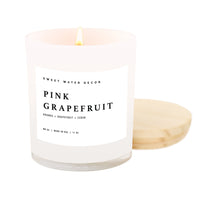 Thumbnail for Pink Grapefruit Soy Candle - White Jar - 11 oz - Tony's Home Furnishings