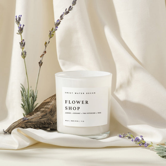 Flower Shop Soy Candle - White Jar - 11 oz - Tony's Home Furnishings