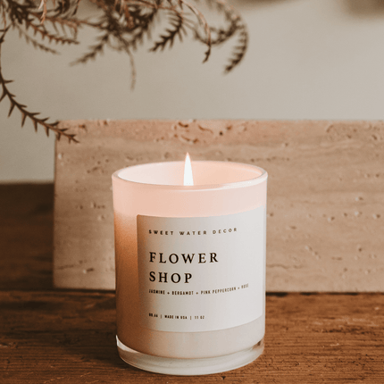 Flower Shop Soy Candle - White Jar - 11 oz - Tony's Home Furnishings