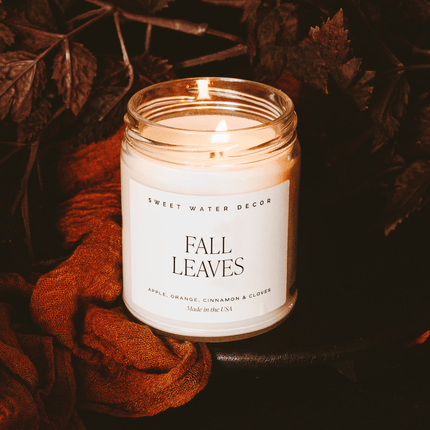 Fall Leaves Soy Candle - Clear Jar - 9 oz Sweet Water Decor 