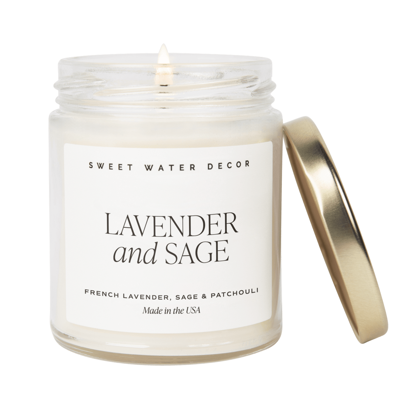 Lavender and Sage Soy Candle - Clear Jar - 9 oz - Tony's Home Furnishings