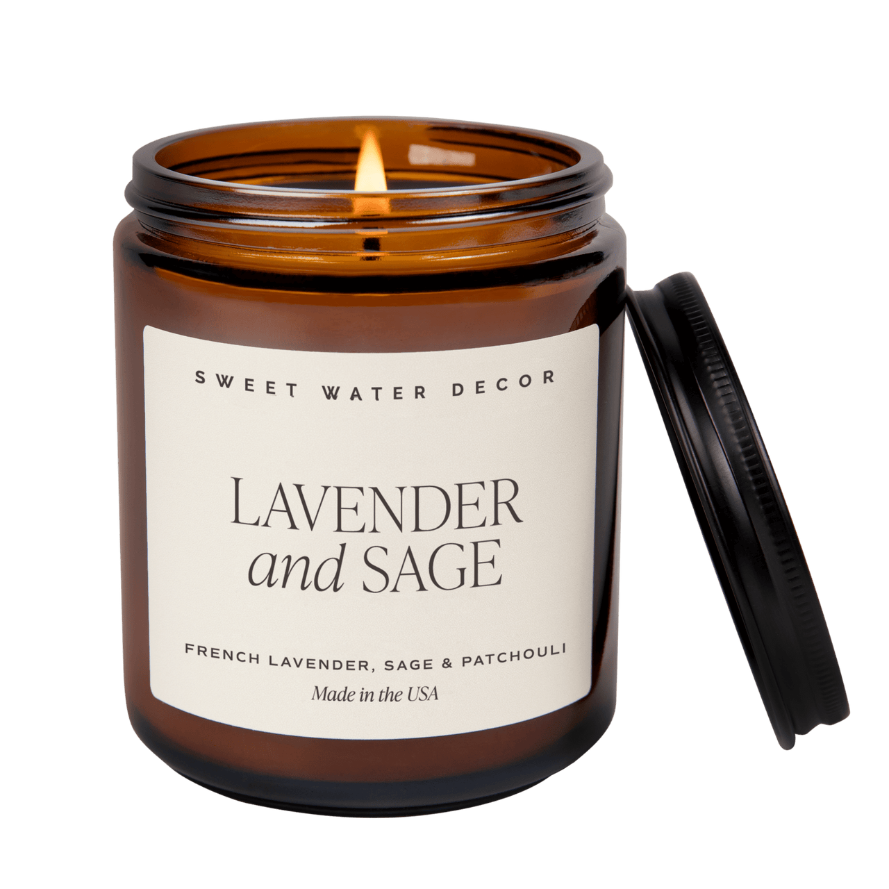 Lavender and Sage Soy Candle - Amber Jar - 9 oz - Tony's Home Furnishings