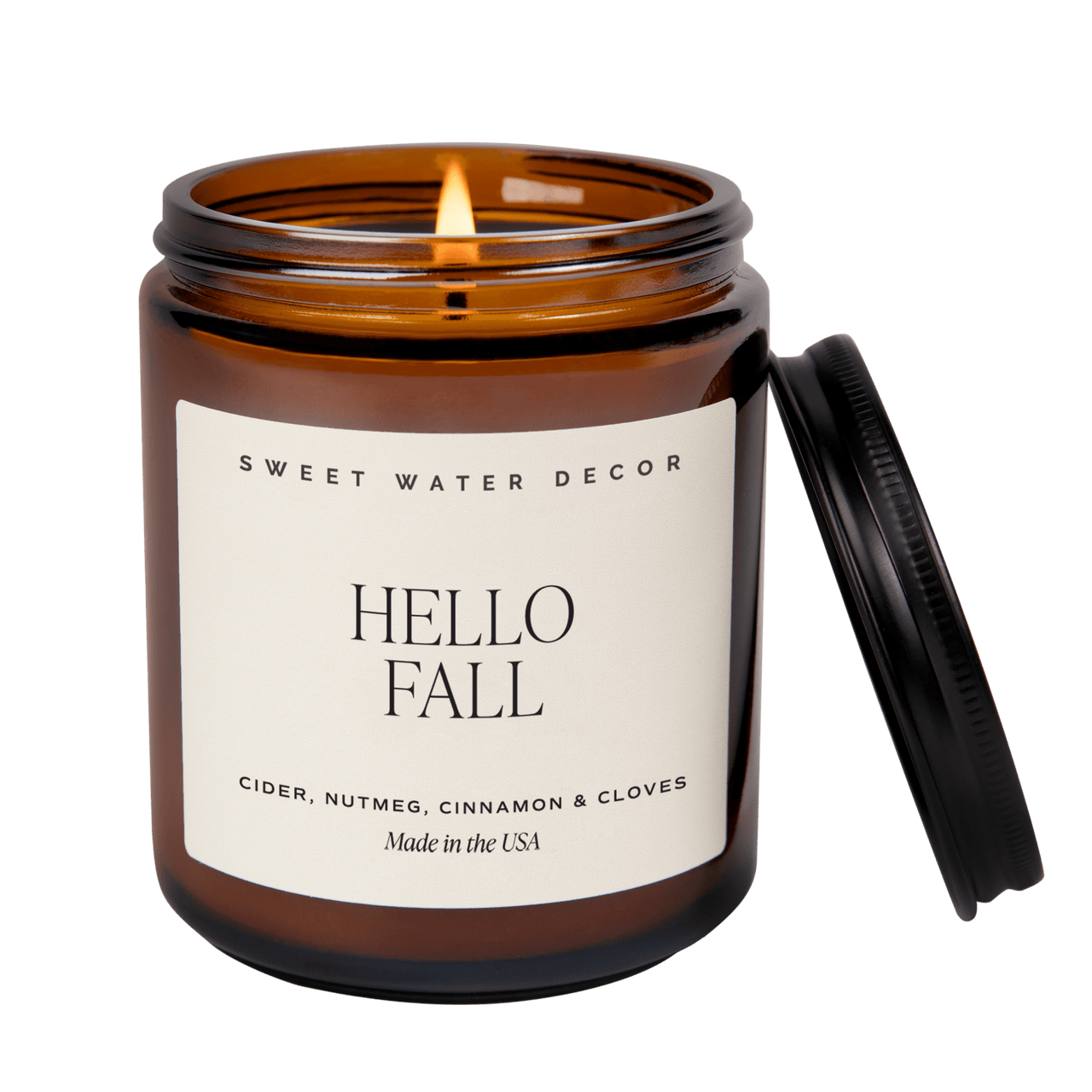 Hello Fall Soy Candle - Amber Jar - 9 oz - Tony's Home Furnishings