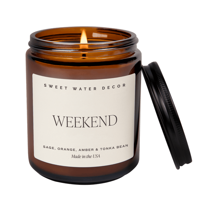 Weekend Soy Candle - Amber Jar - 9 oz - Tony's Home Furnishings