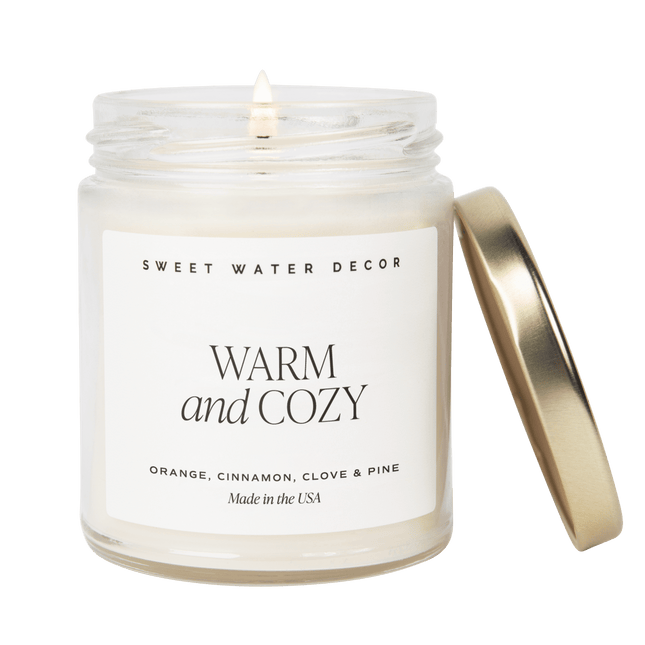 Warm and Cozy Soy Candle - Clear Jar - 9 oz - Tony's Home Furnishings