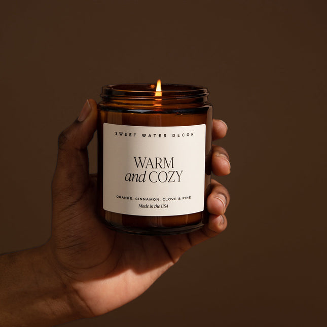 Warm and Cozy Soy Candle - Amber Jar - 9 oz - Tony's Home Furnishings