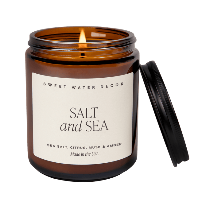 Salt and Sea Soy Candle - Amber Jar - 9 oz - Tony's Home Furnishings