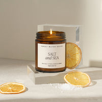 Thumbnail for Salt and Sea Soy Candle - Amber Jar - 9 oz - Tony's Home Furnishings