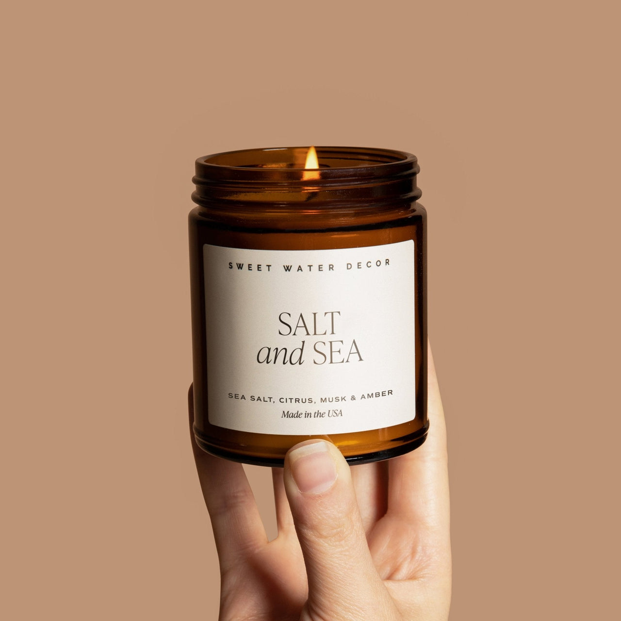 Salt and Sea Soy Candle - Amber Jar - 9 oz - Tony's Home Furnishings