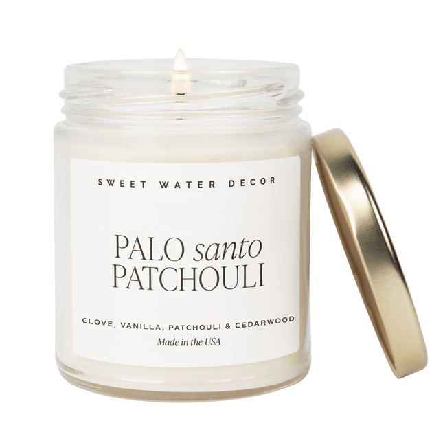 Palo Santo Patchouli Soy Candle - Clear Jar - 9 oz - Tony's Home Furnishings