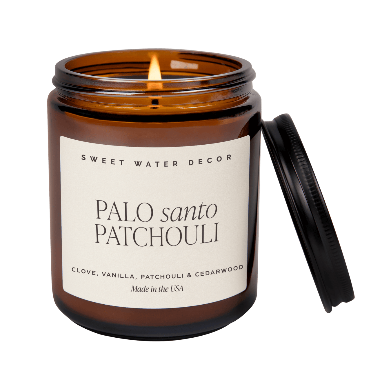 Palo Santo Patchouli Soy Candle - Amber Jar - 9 oz - Tony's Home Furnishings