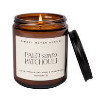 Thumbnail for Palo Santo Patchouli Soy Candle - Amber Jar - 9 oz - Tony's Home Furnishings