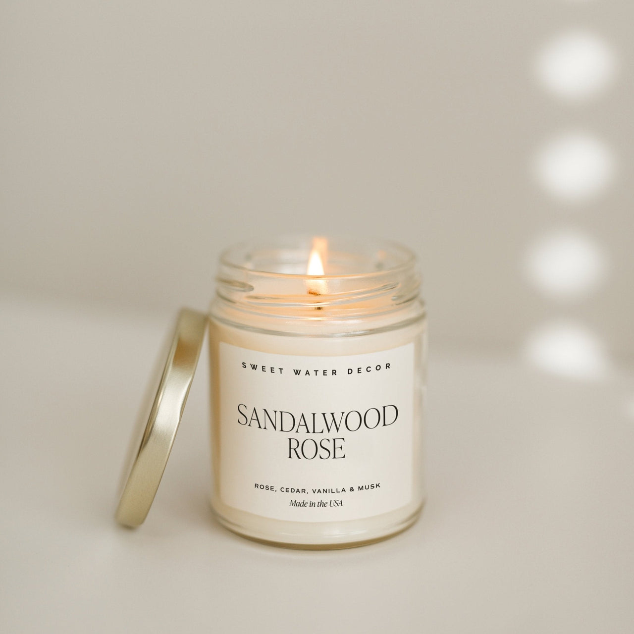 Sandalwood Rose Soy Candle - Clear Jar - 9 oz - Tony's Home Furnishings