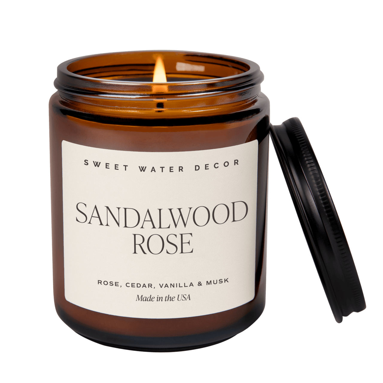 Sandalwood Rose Soy Candle - Amber Jar - 9 oz - Tony's Home Furnishings