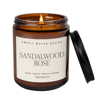 Thumbnail for Sandalwood Rose Soy Candle - Amber Jar - 9 oz - Tony's Home Furnishings