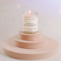 Thumbnail for Vanilla Buttercream Soy Candle - Clear Label - 9 oz - Tony's Home Furnishings
