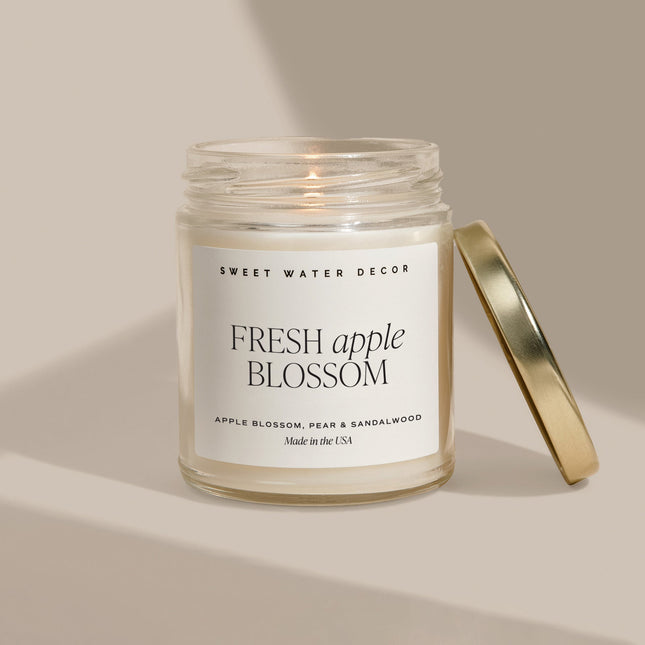 Fresh Apple Blossom Soy Candle - Clear Jar - 9 oz - Tony's Home Furnishings