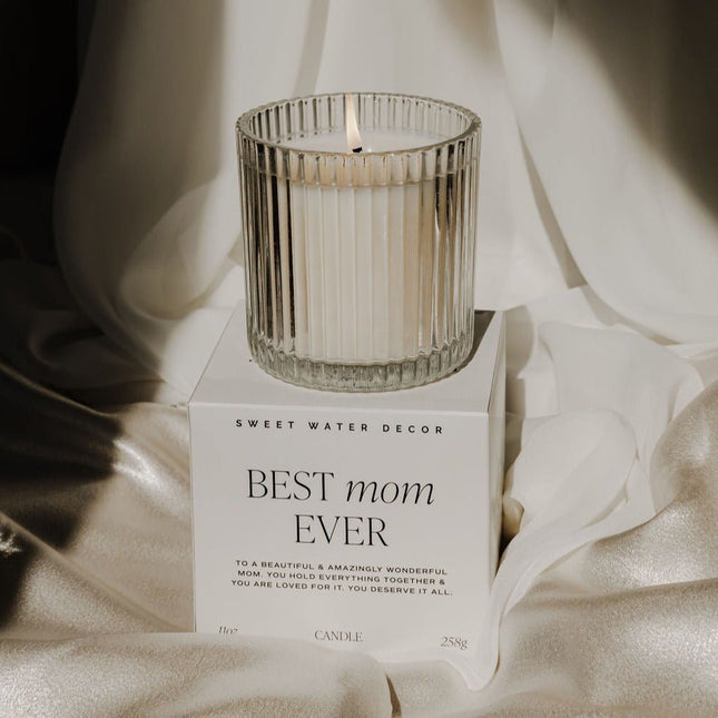 Best Mom Ever Soy Candle - Ribbed Glass Jar with Box - 11 oz - Tony's Home Furnishings