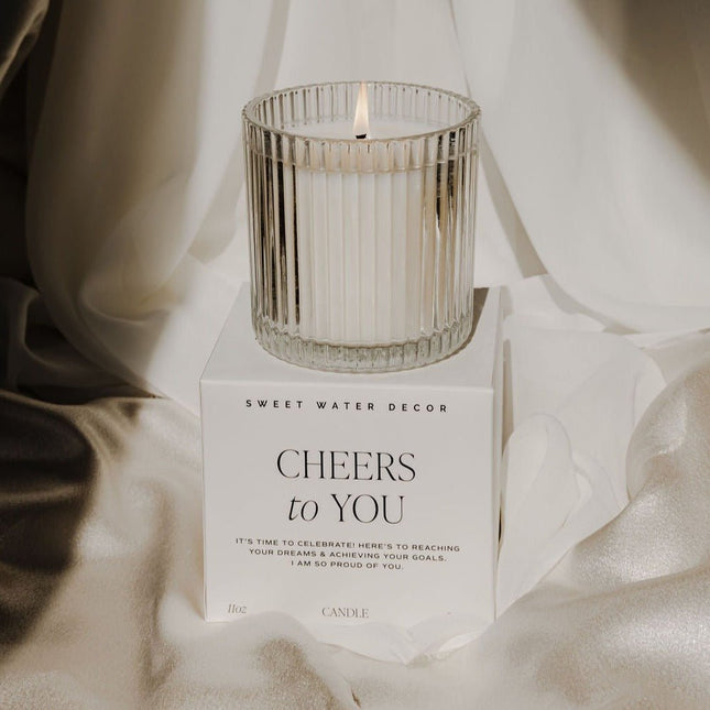 Cheers To You Soy Candle - Ribbed Glass Jar with Box - 11 oz - Tony's Home Furnishings