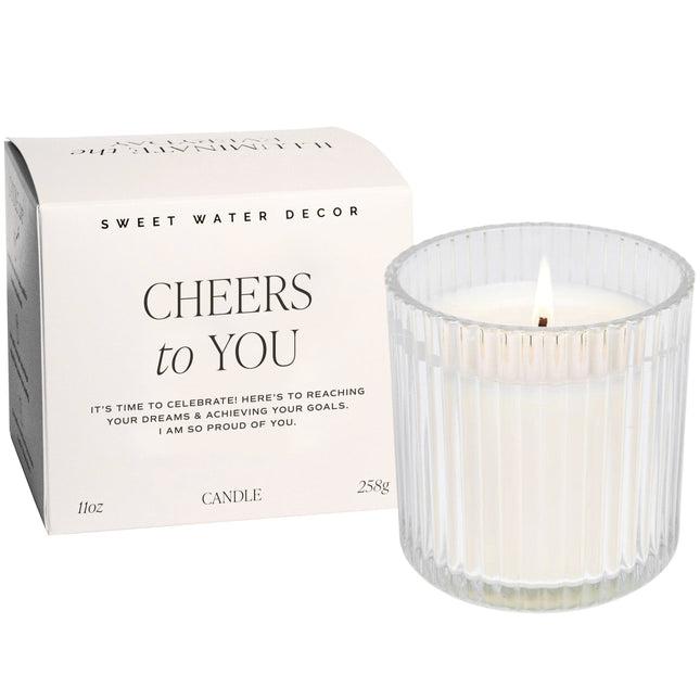 Cheers To You Soy Candle - Ribbed Glass Jar with Box - 11 oz - Tony's Home Furnishings