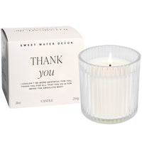Thumbnail for Thank You Soy Candle - Ribbed Glass Jar with Box - 11 oz - Tony's Home Furnishings