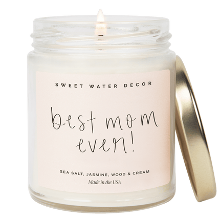 Best Mom Ever! Soy Candle - Clear Jar - 9 oz Sweet Water Decor 