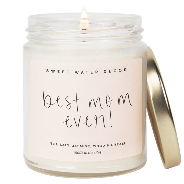 Best Mom Ever! Soy Candle - Clear Jar - 9 oz Sweet Water Decor 