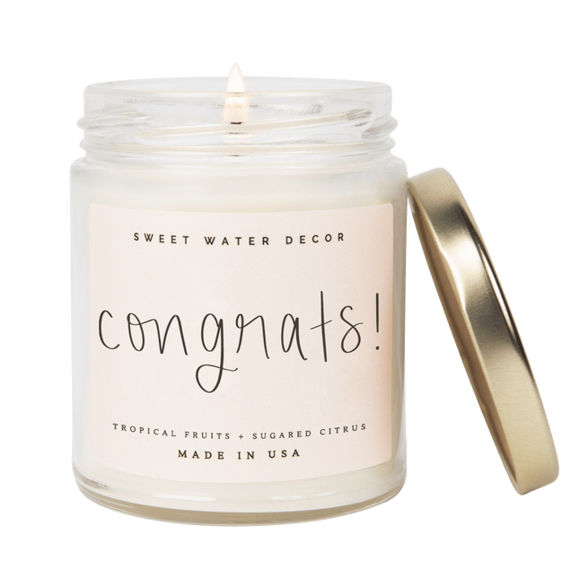 Congrats! Soy Candle - Clear Jar - 9 oz - Tony's Home Furnishings