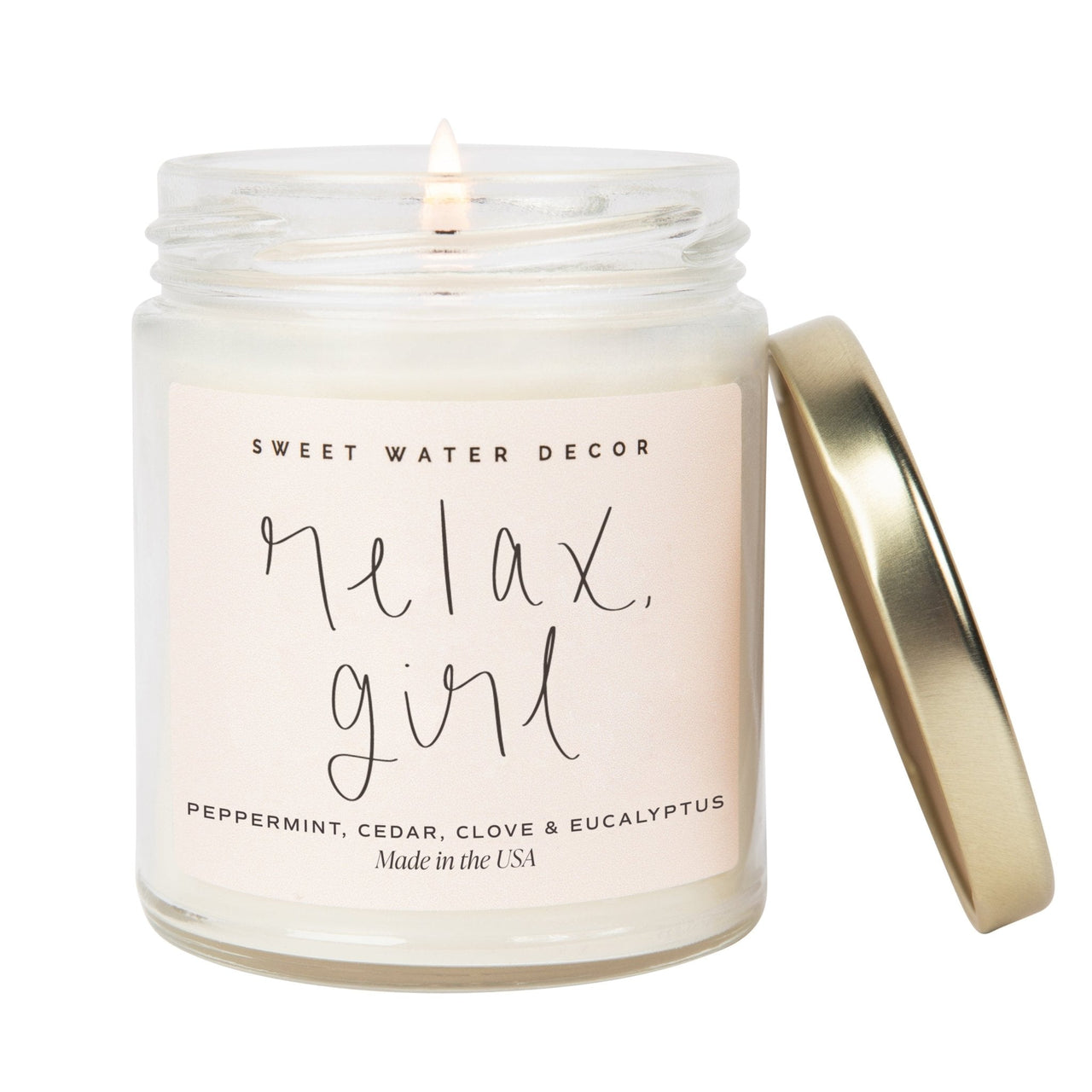 Relax, Girl Soy Candle - Clear Jar - 9 oz - Tony's Home Furnishings