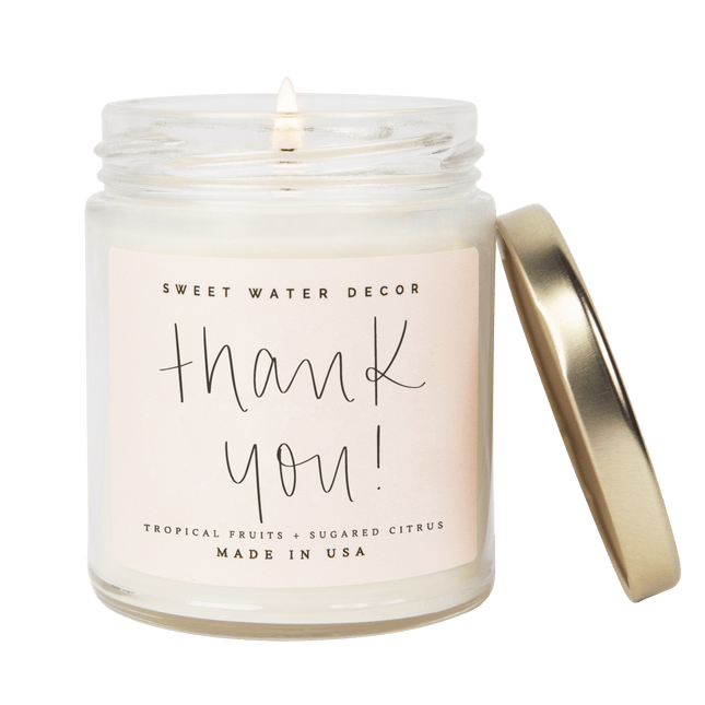 Thank You! Soy Candle - Clear Jar - 9 oz - Tony's Home Furnishings