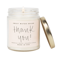 Thumbnail for Thank You! Soy Candle - Clear Jar - 9 oz - Tony's Home Furnishings