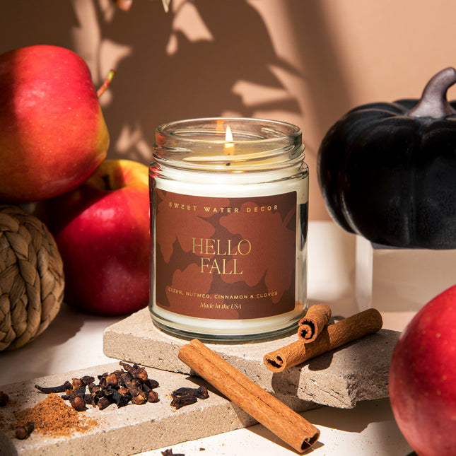 Hello Fall Soy Candle | 9oz. Clear Jar - Tony's Home Furnishings